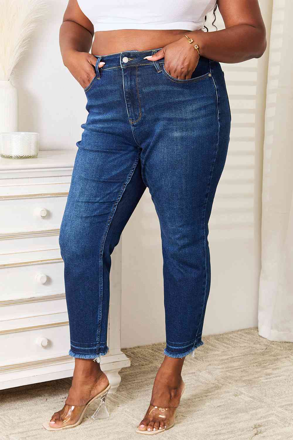 Judy Blue High Waist Released Hem Slit Jeans