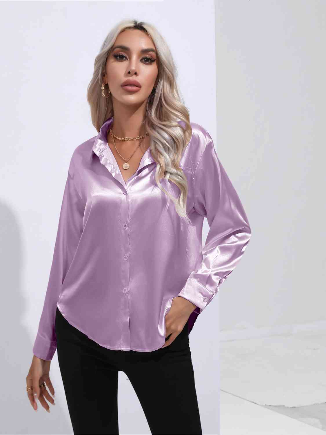 Satiny Long Sleeve Shirt