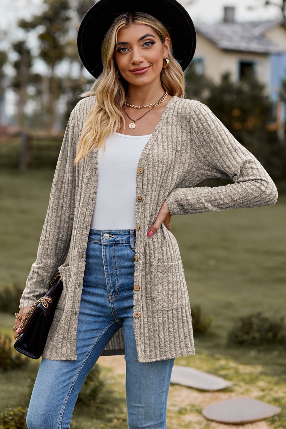 Heathered Ribbed Cardigan