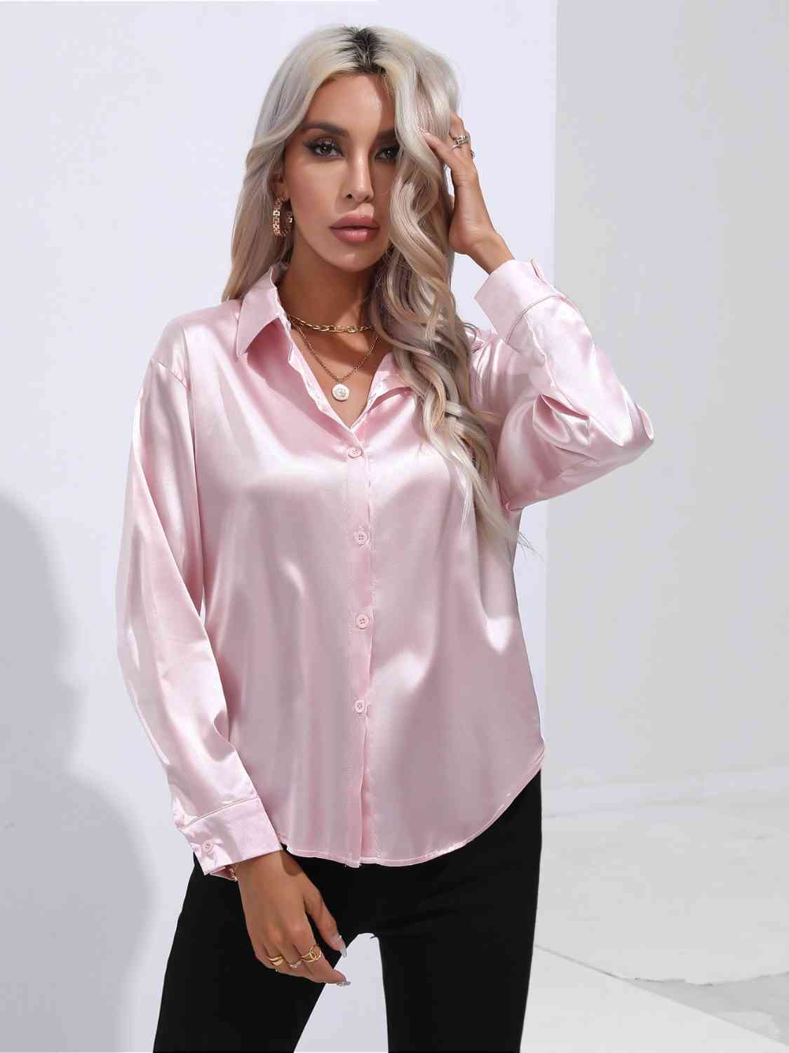 Satiny Long Sleeve Shirt