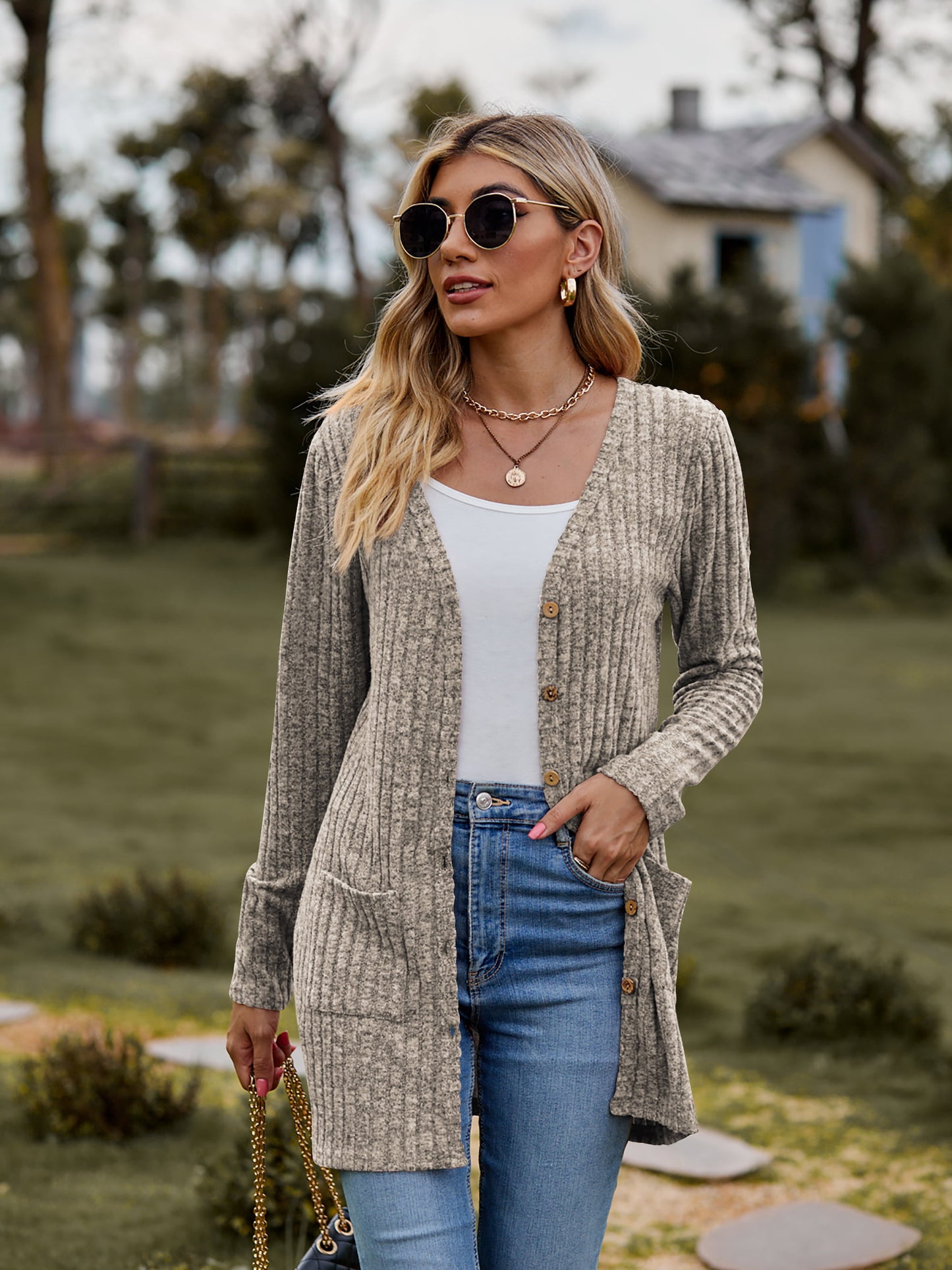 Heathered Ribbed Cardigan