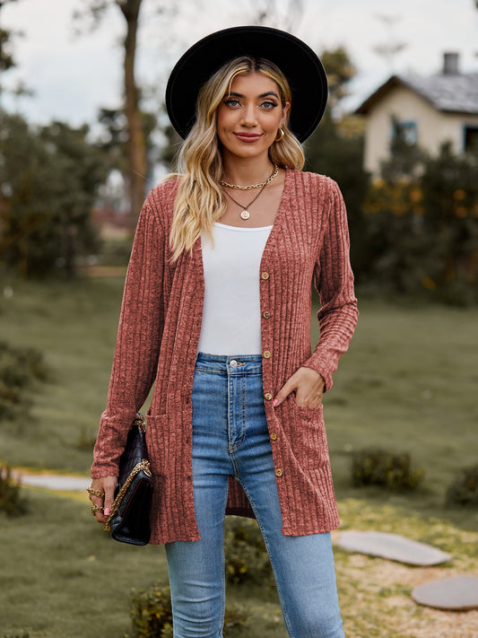 Heathered Ribbed Cardigan