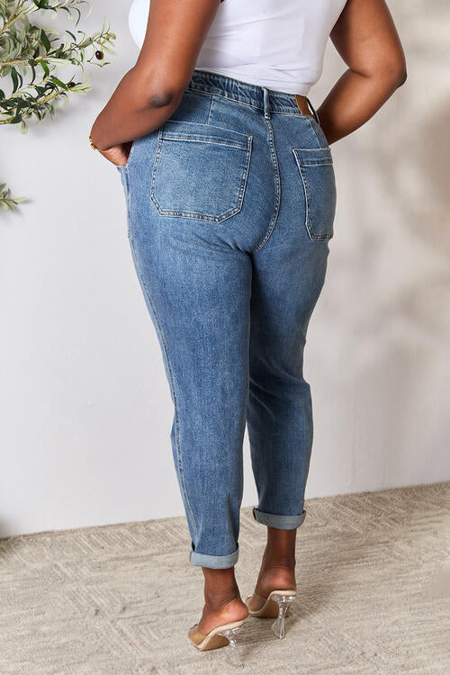 High Waist Drawstring Denim Jeans