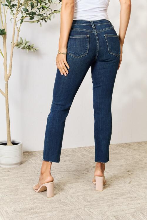 Raw Hem Straight Leg Jeans