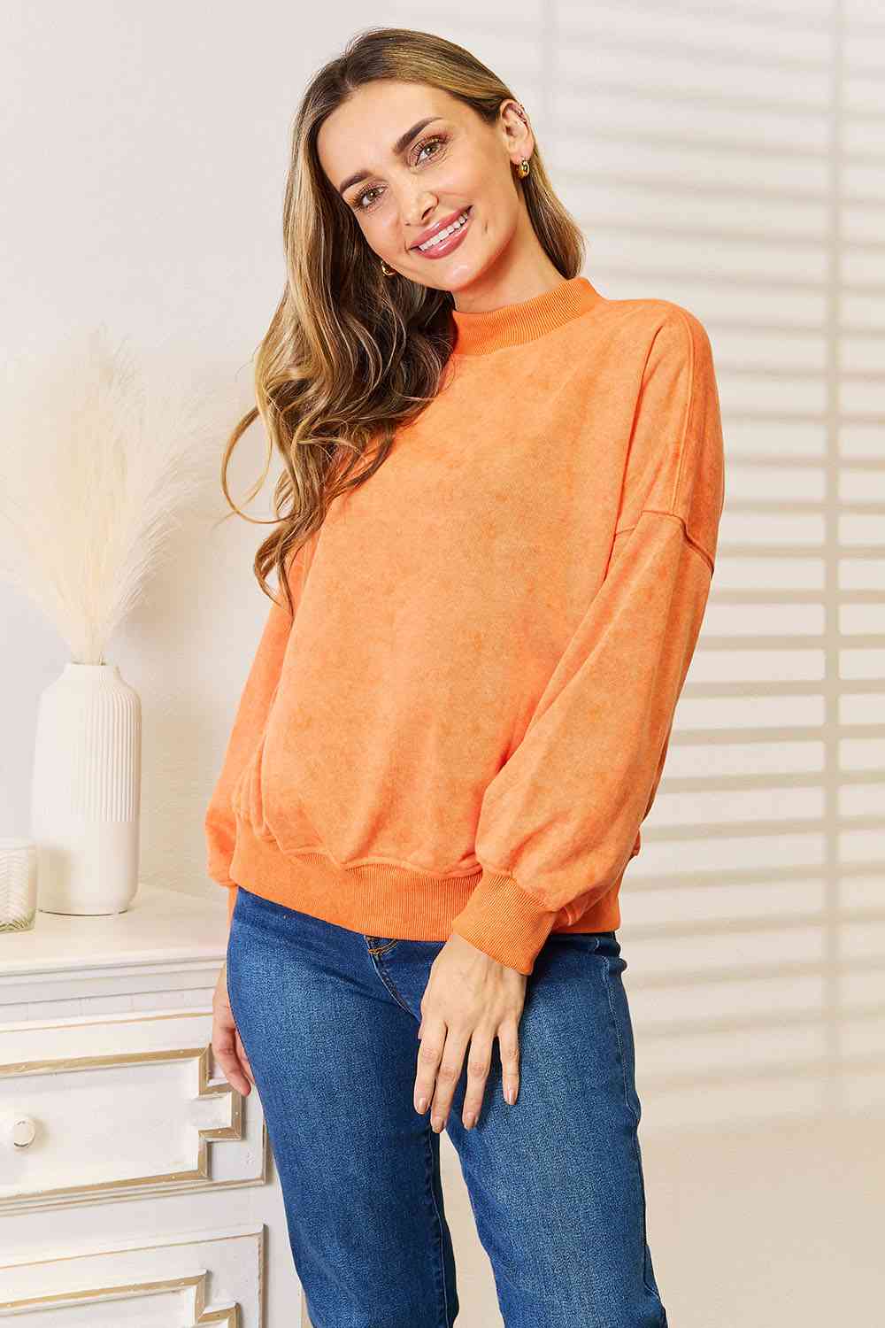 Round Neck Orange Sweatshirt