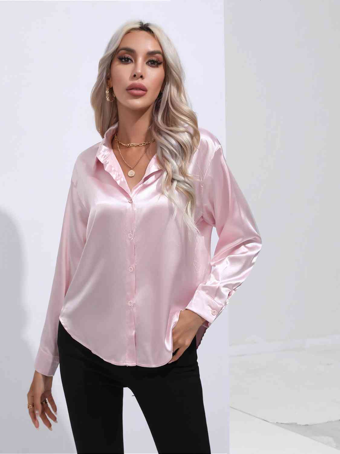 Satiny Long Sleeve Shirt