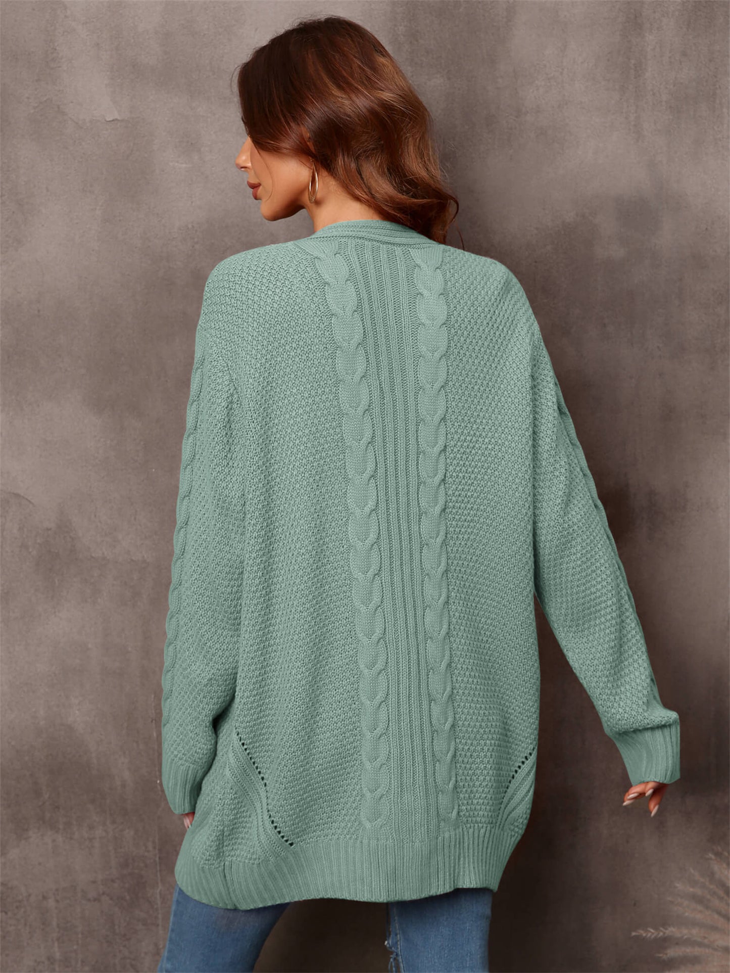 Solid Woven Knit Open Front Cardigan