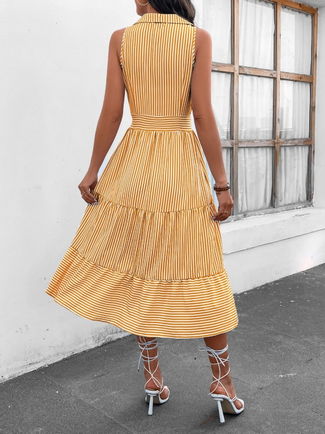 Striped Sleeveless Midi Dress