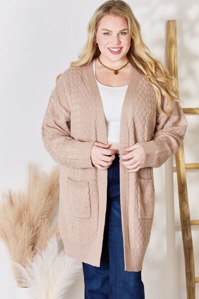 Light Mocha Cable-Knit Cardigan