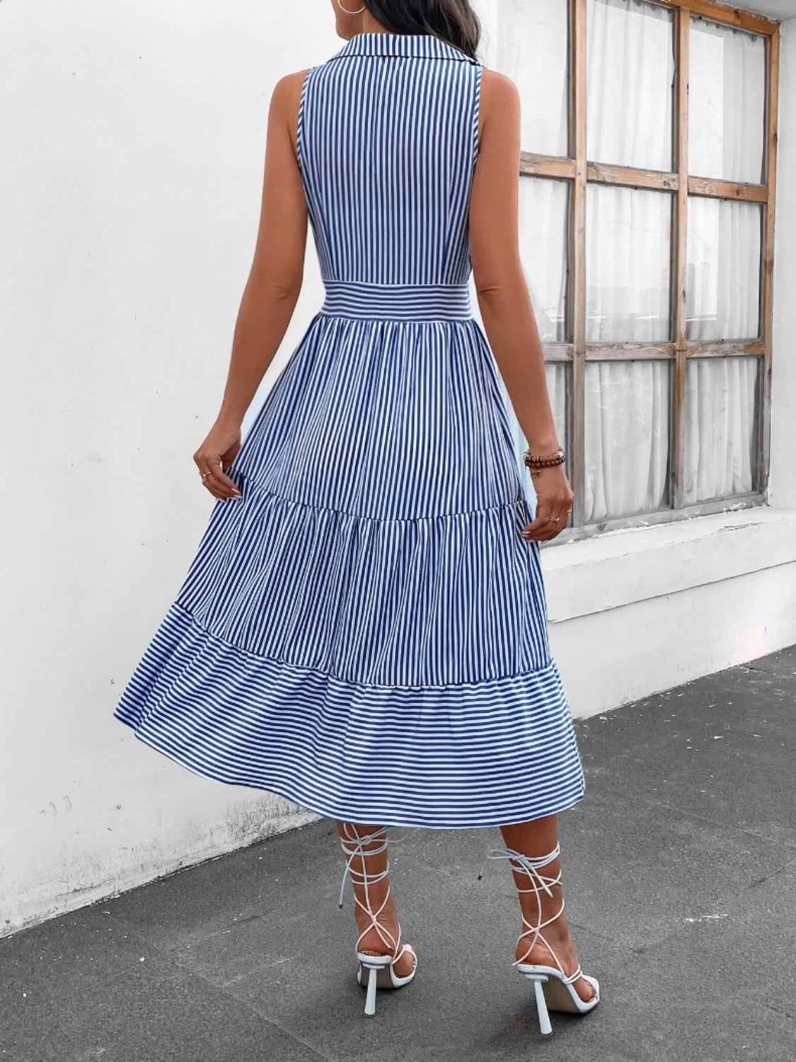 Striped Sleeveless Midi Dress