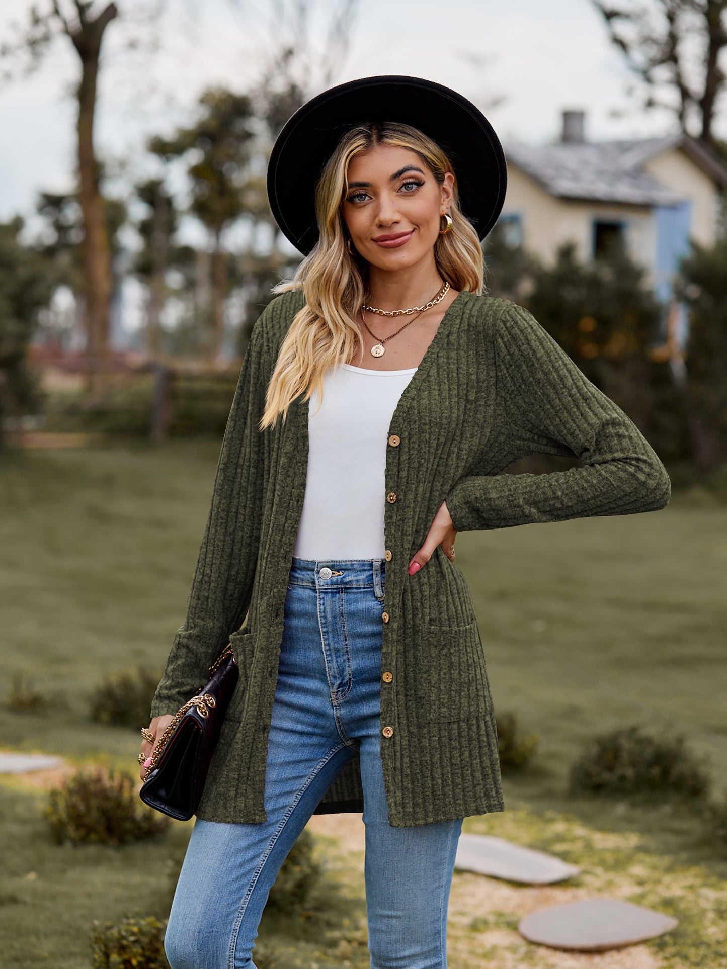 Heathered Ribbed Cardigan