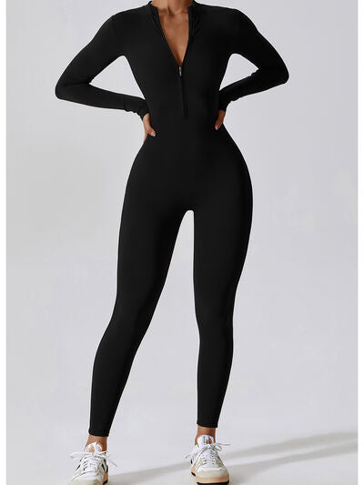 Front Zip Long Sleeve Jumpsuit