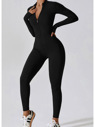 Front Zip Long Sleeve Jumpsuit