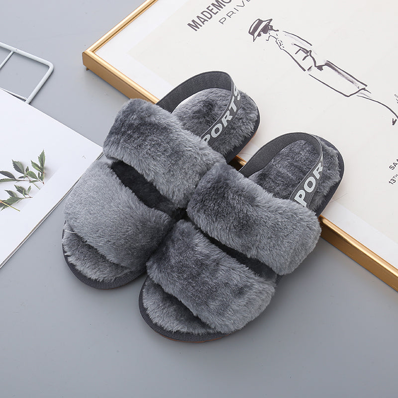 Faux Furry Open Toe Slippers