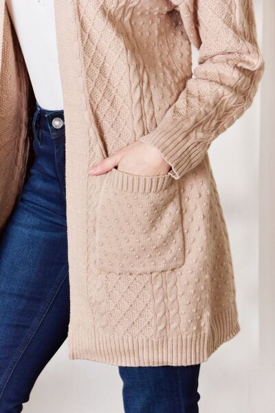 Light Mocha Cable-Knit Cardigan