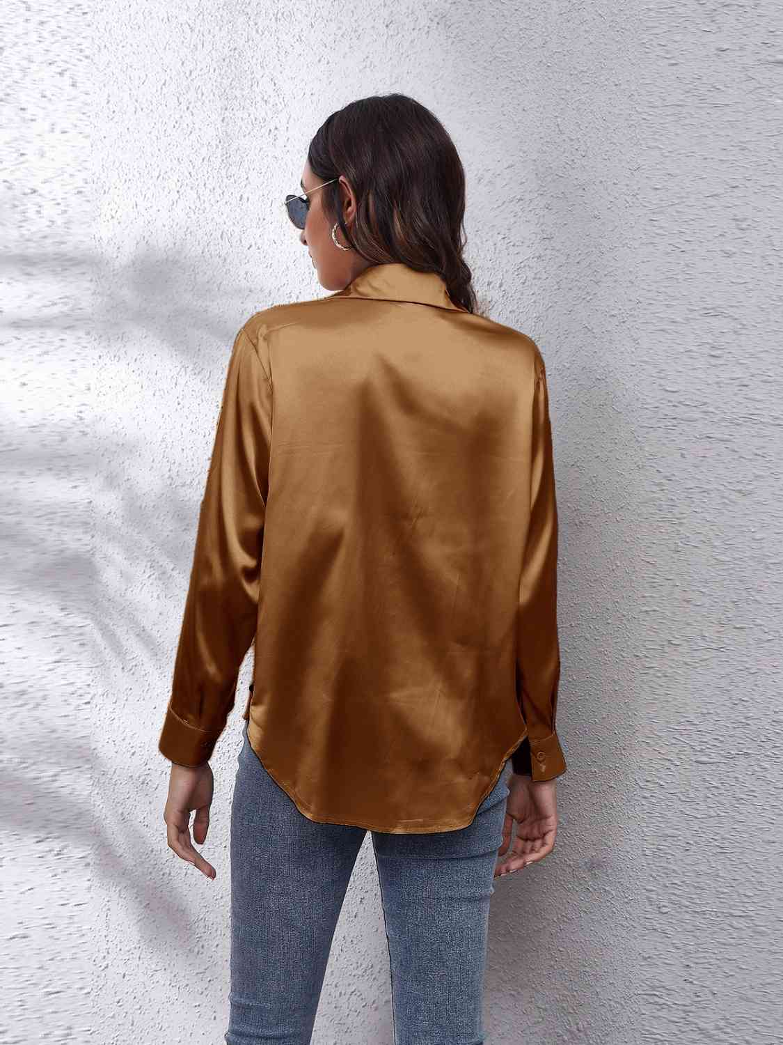 Satin Button Front Shirt