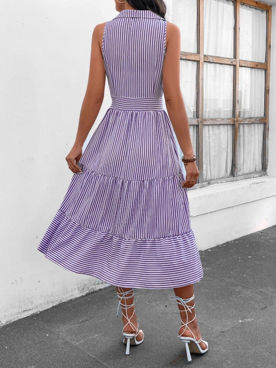 Striped Sleeveless Midi Dress