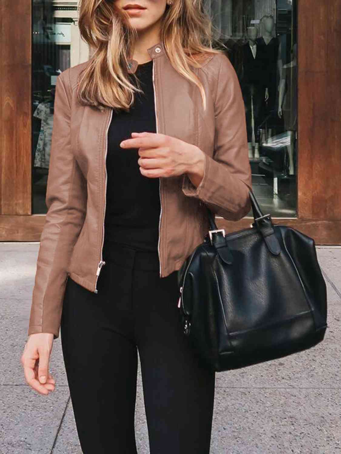 Mock Neck Zip-Up Jacket