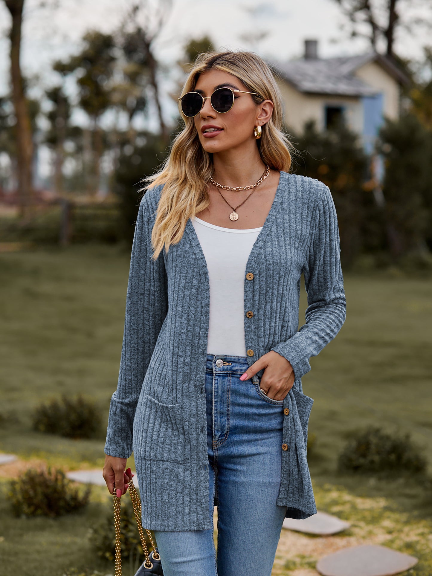 Heathered Ribbed Cardigan