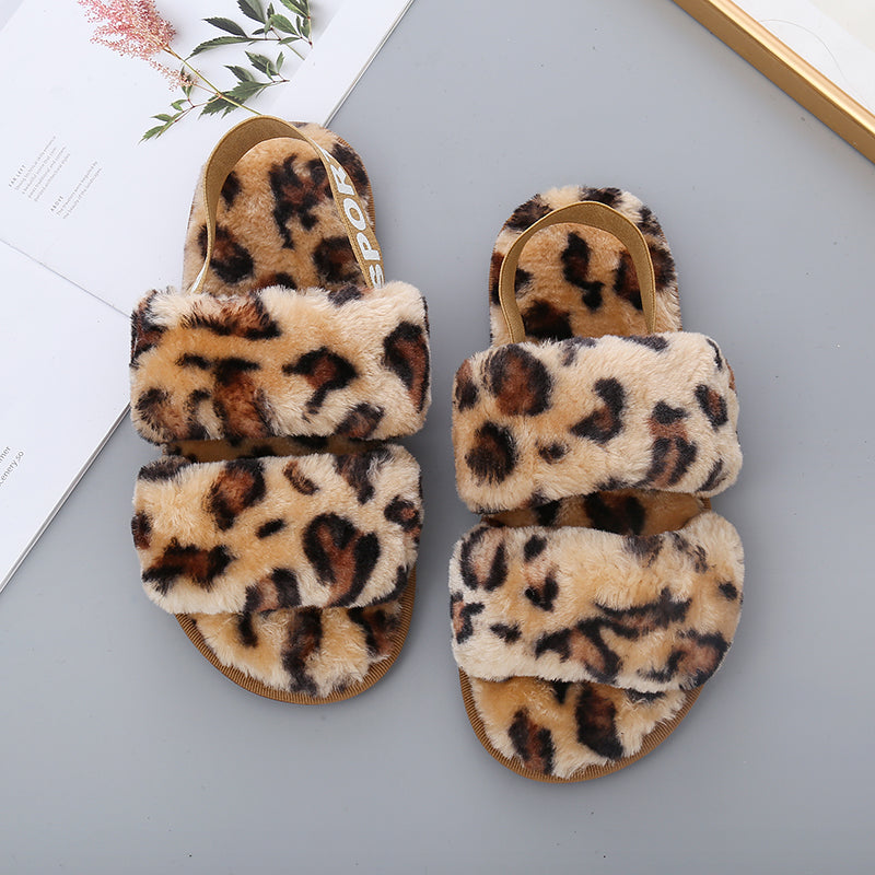 Faux Furry Open Toe Slippers