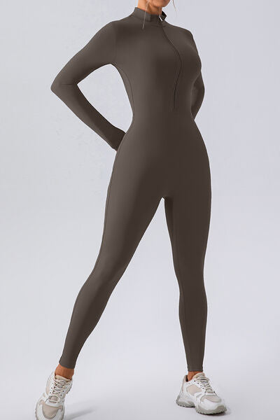 Mock Neck Activewear Jumpsuit