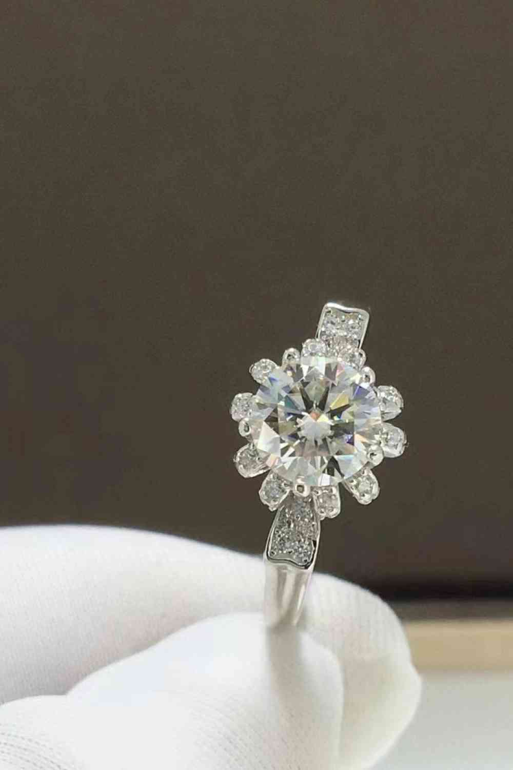 Round Moissanite Crown Silver Ring