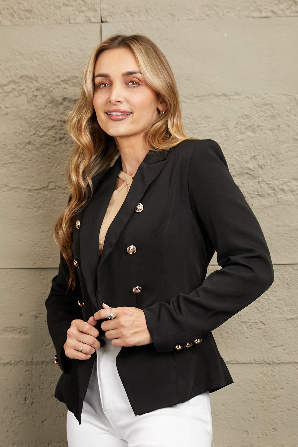 Lapel Double-Breasted Blazer