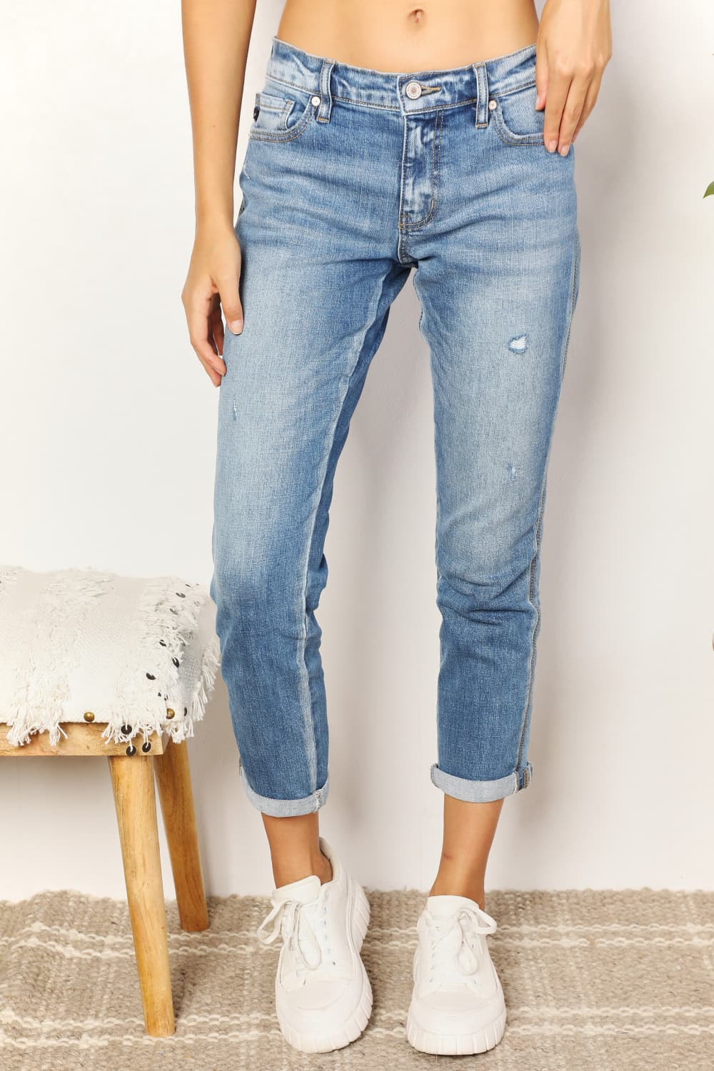 Mid Rise Slim Boyfriend Jeans