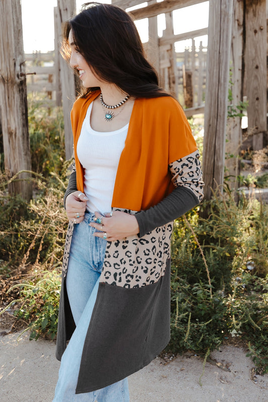 Trio Color Block Long Sleeve Cardigan