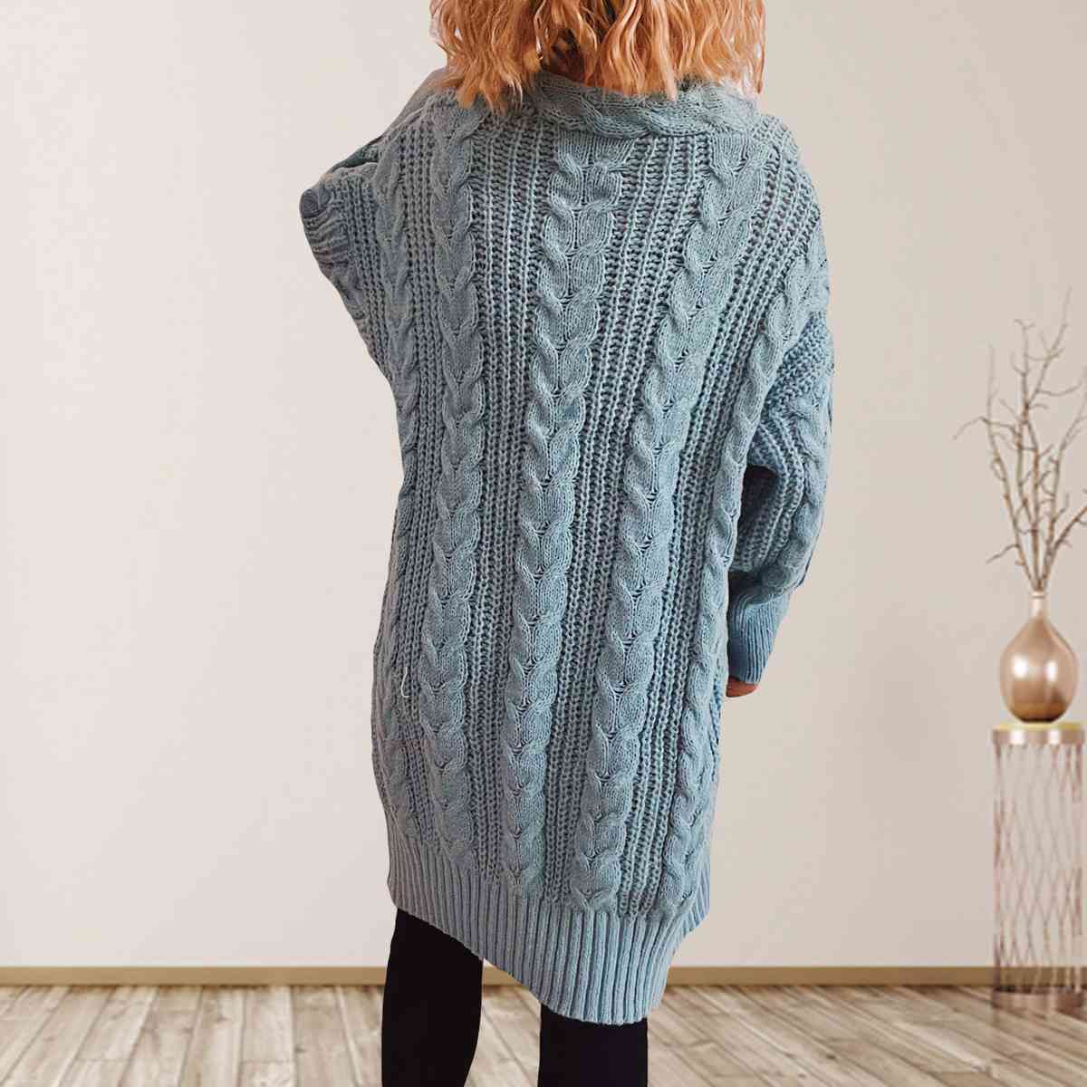 Cable-Knit Open Front Cardigan