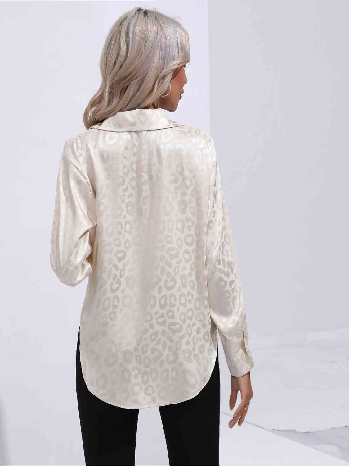 Contrast Print Satin Shirt