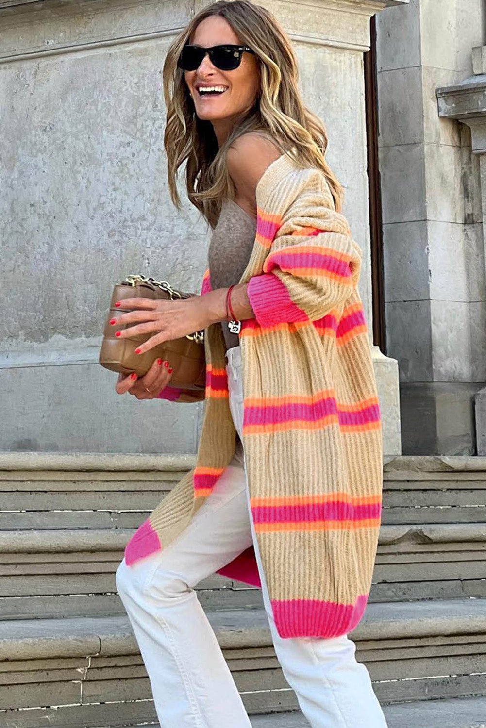 Striped Ribbed Long Sleeve Cardigan