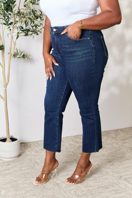 Raw Hem Straight Leg Jeans