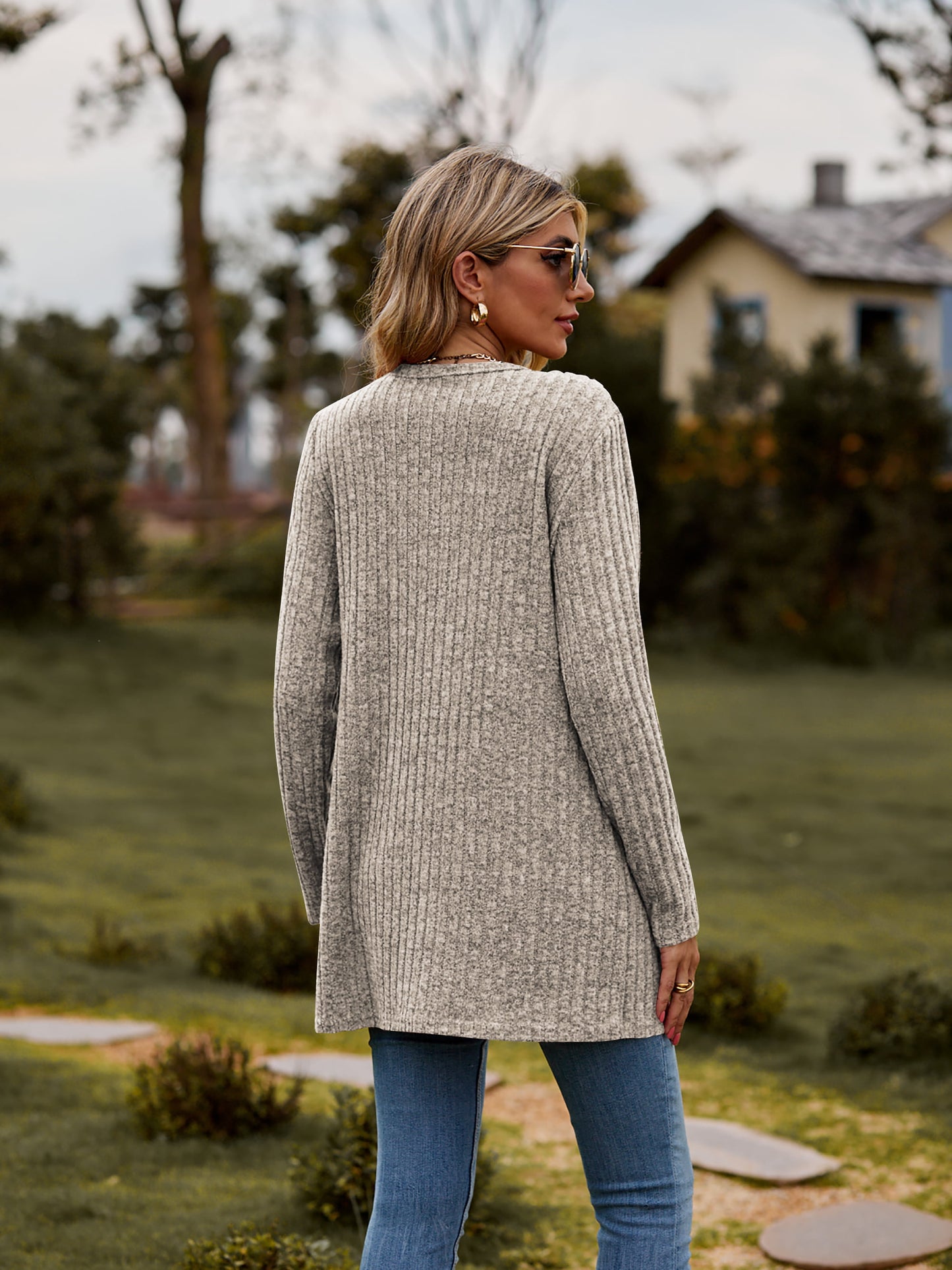 Heathered Ribbed Cardigan