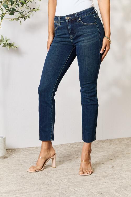 Raw Hem Straight Leg Jeans