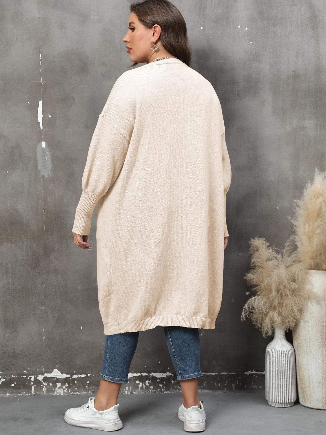 Solid Long Sleeve Pocketed Cardigan