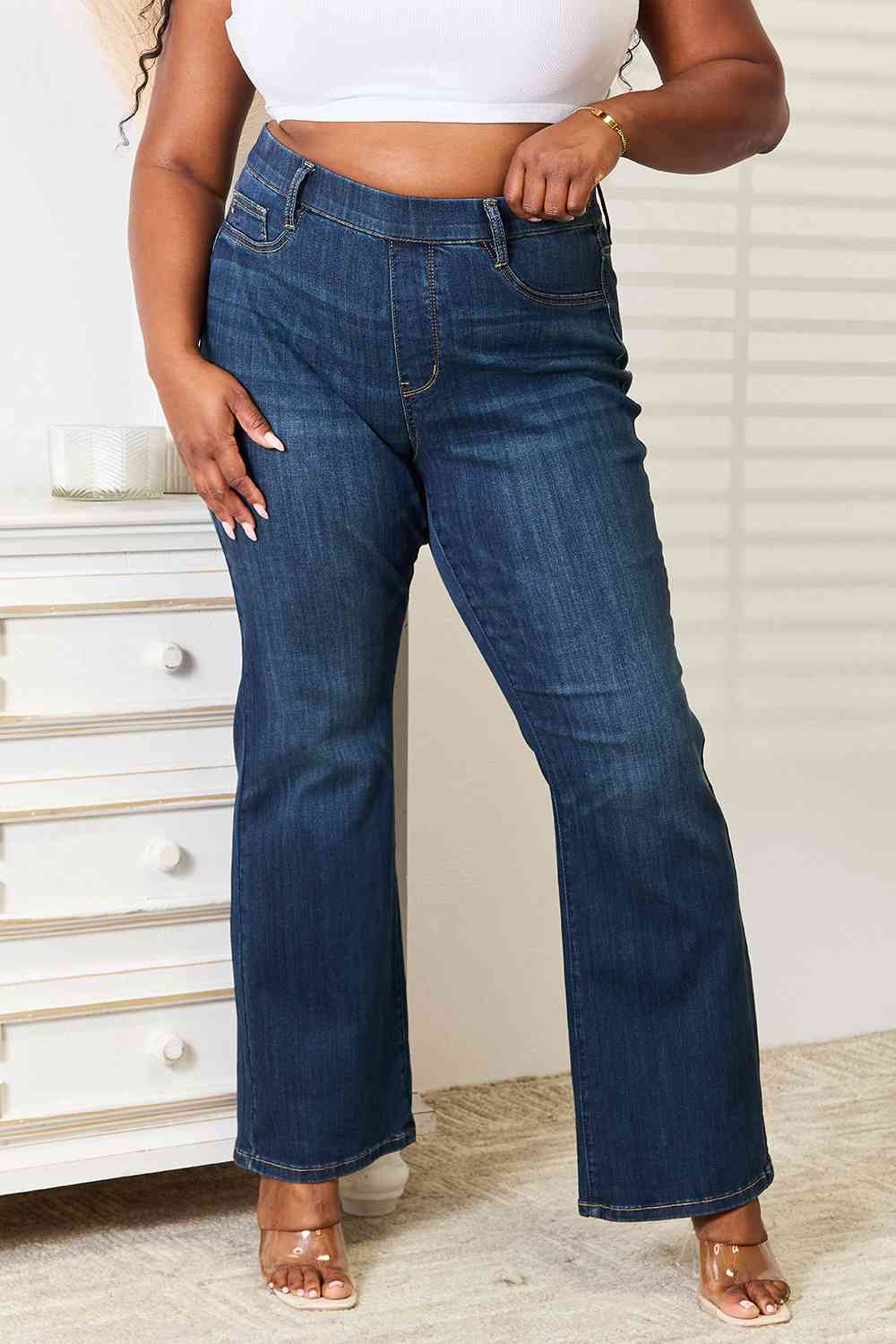 Judy Blue Elastic Waistband Straight Jeans