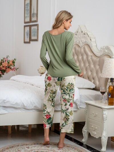 Top and Printed Pants Lounge Set