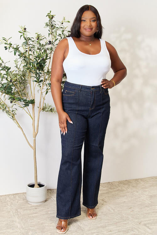 Dark Waist Wide Leg Jeans