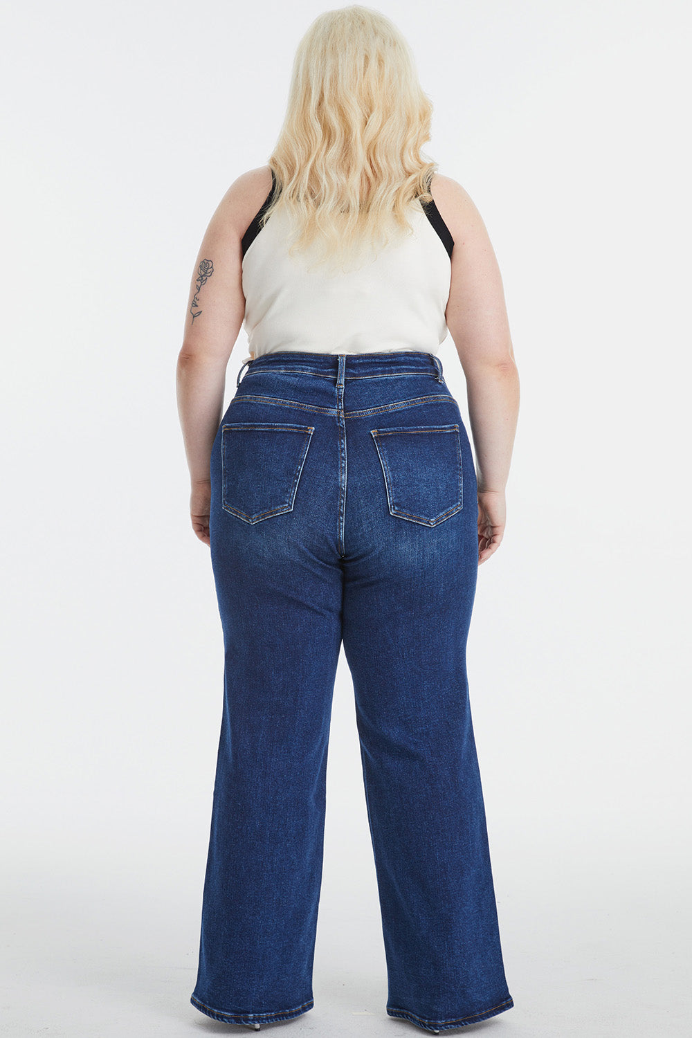 Dark-Wash High Waist Wide Leg Jeans