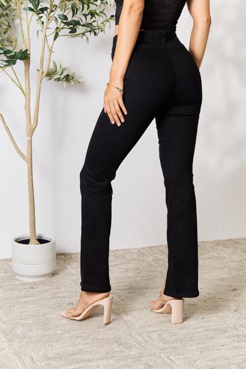 Black Slit Front Bootcut Jeans