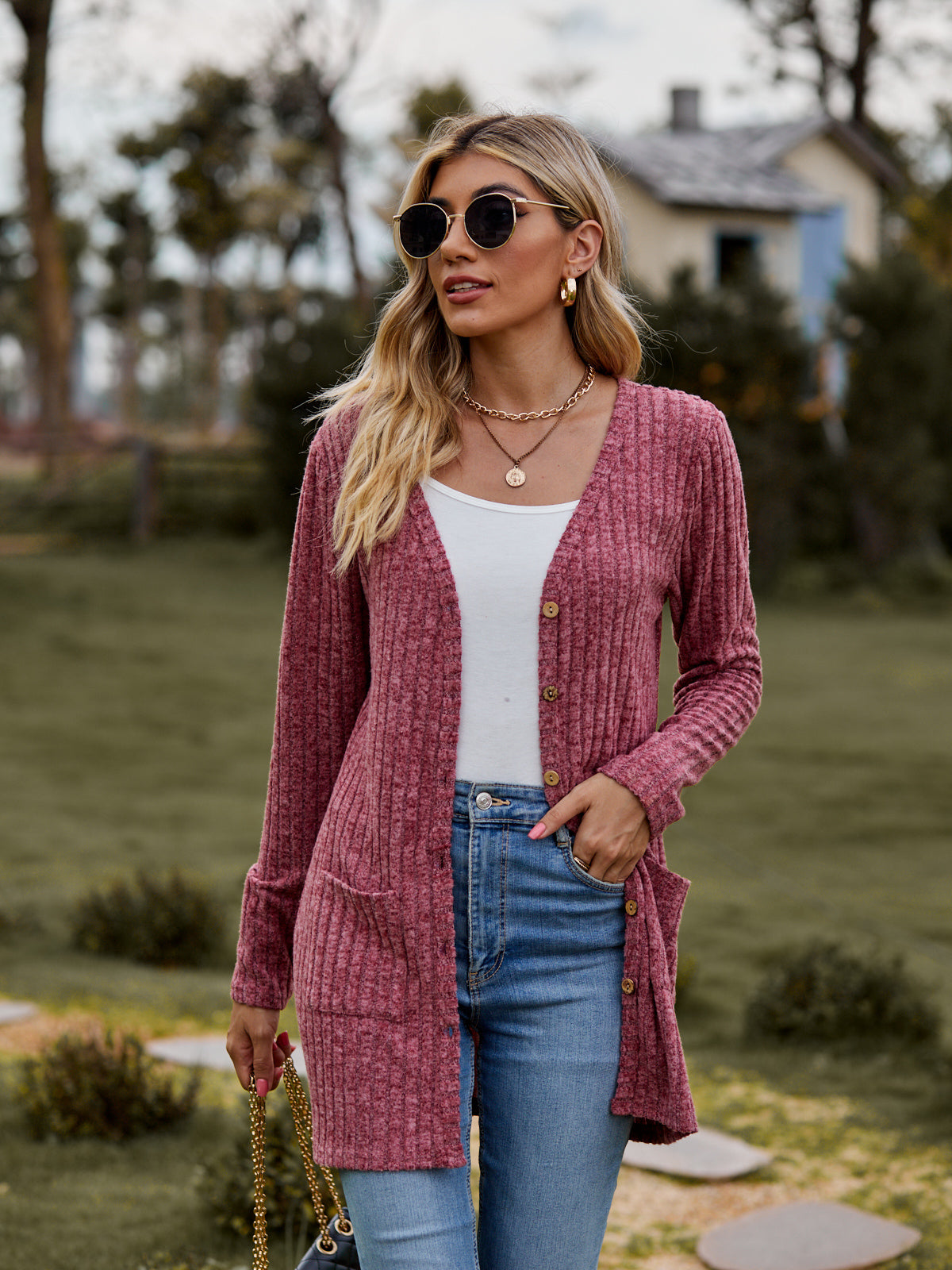 Heathered Ribbed Cardigan