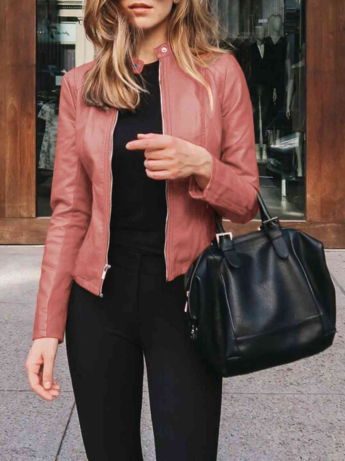 Mock Neck Zip-Up Jacket