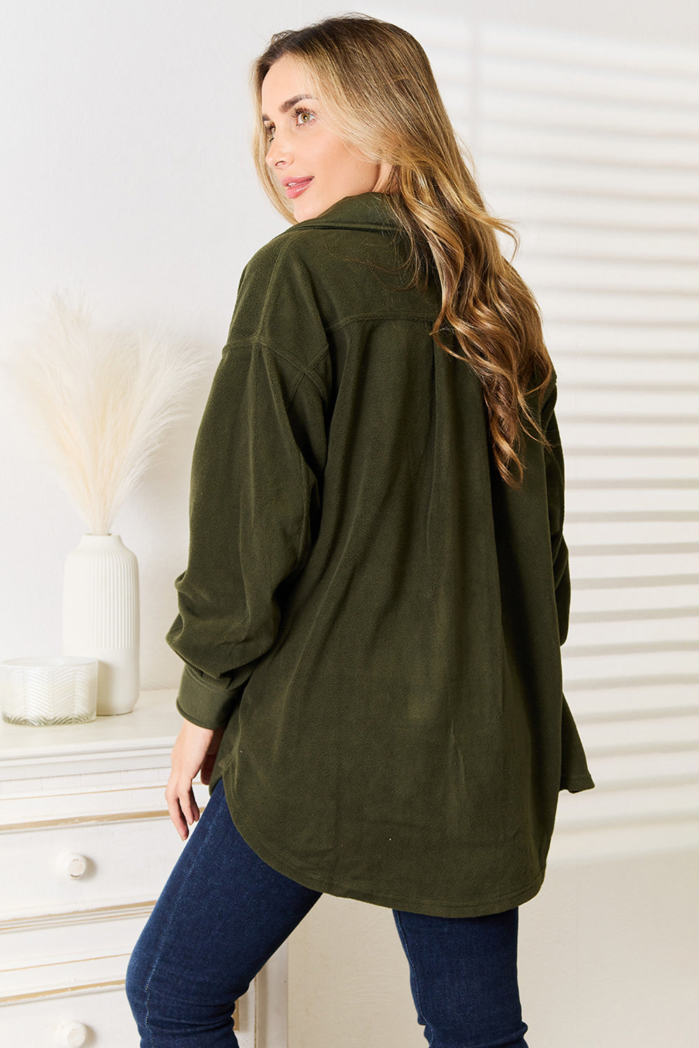 Army Green Casual Button Front Jacket