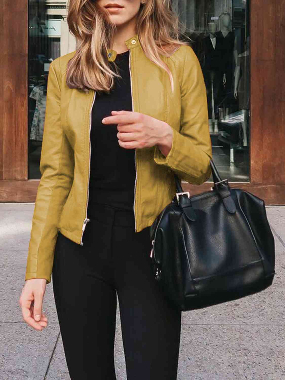 Mock Neck Zip-Up Jacket