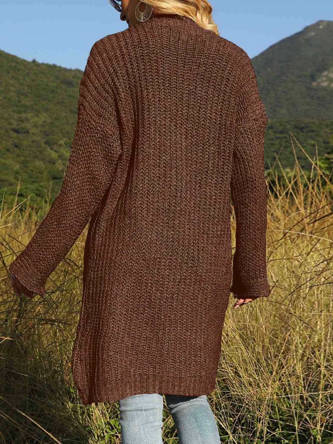 Open Front Ribbed-Knit Cardigan