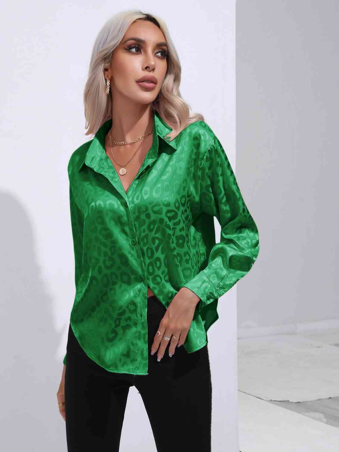 Contrast Print Satin Shirt