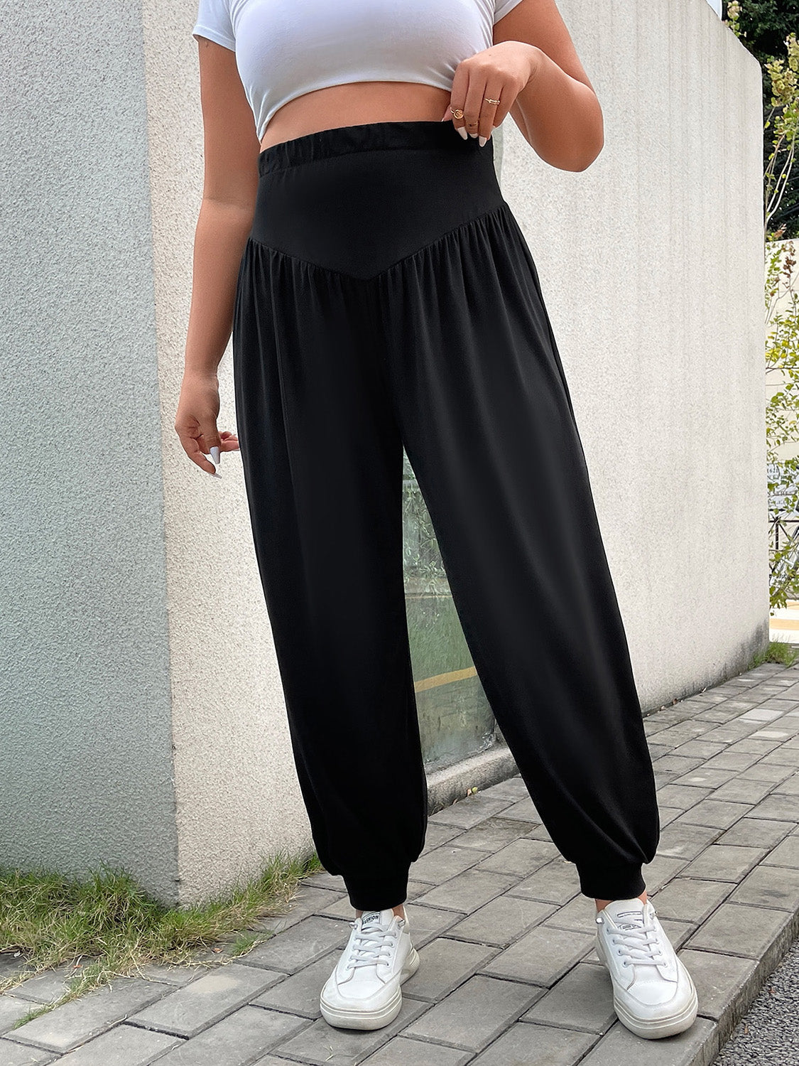 Black Wide Waistband Joggers