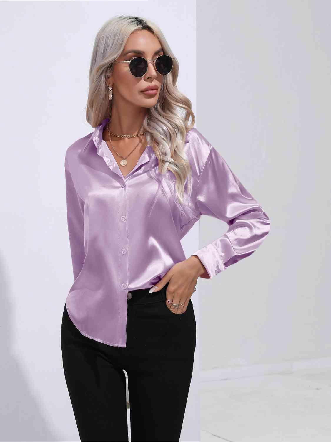 Satiny Long Sleeve Shirt