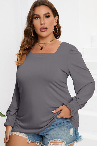 Square Neck Lantern Sleeve Top